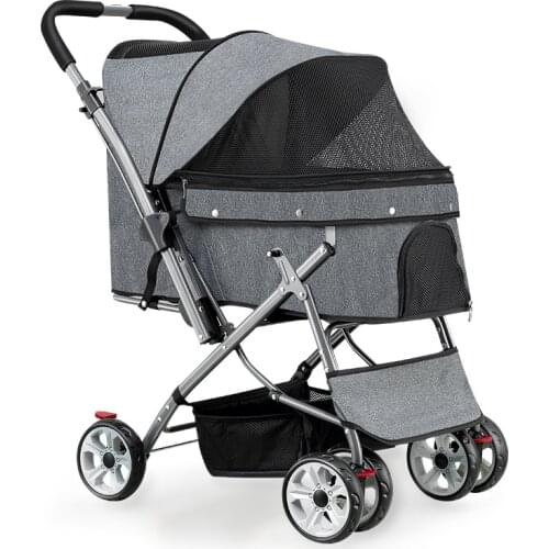 Pet Dog Puppy Cat Travel Stroller Pushchair Jogger Folding Trolley Cat Teddy Trolley Cage Four Wheels Outdoor 50kg