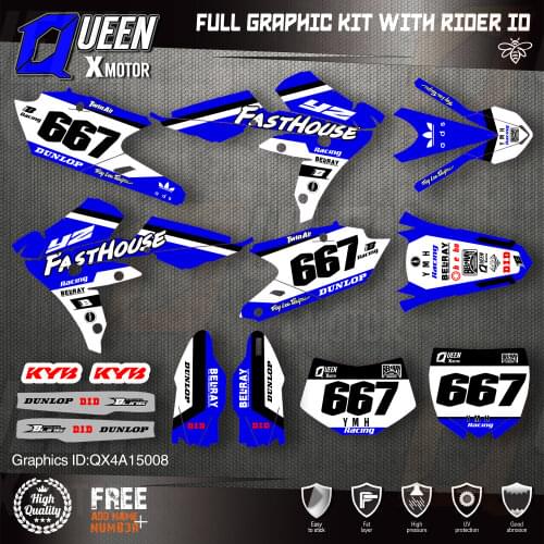 QUEEN X MOTOR Custom Team Graphics Backgrounds Decals 3M Stickers Kit For YAMAHA 2016-2018 WR450F 2015-2018 YZ450FX 008