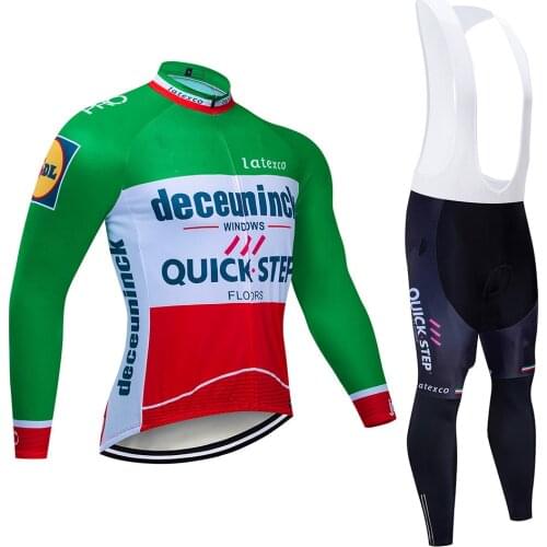 QUICK STEP New Team Mens Long Sleeve Cycling Jersey Cycling Clothing Bike Bib Pant Set MTB Ropa Ciclismo Maillot Wear Cykle