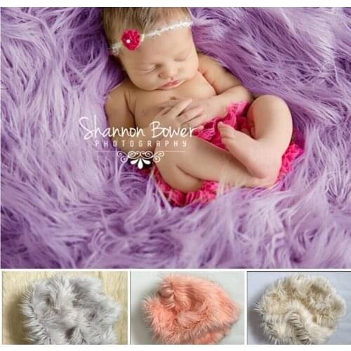 Infant newborn photography props blanket purple baby super soft plush blankets 100*80cm Faux Fur wool Mat Background carpet sale