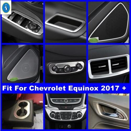 Silver Interior Refit Kit Lift Button / Door Speaker / Bowl / Air AC / Cup Holder / Cover Trim For Chevrolet Equinox 2017 - 2021