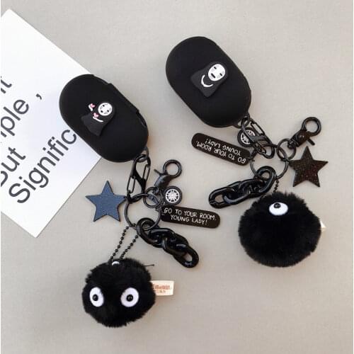 Cute Silicone Cover for Samsung Galaxy Buds+ Case Charging Box Sleeve Protect Case Bluetooth Earphone Skin Cartoon black Bag