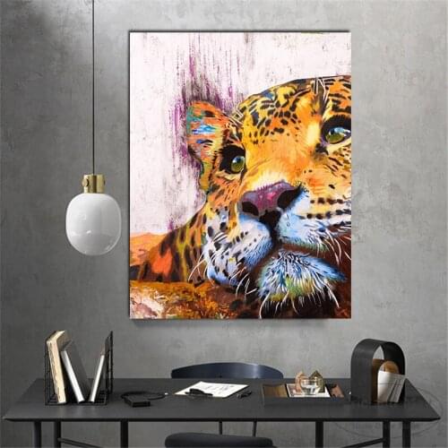 Modern Poster Graffiti Leopard Canvas Painting Animal Portrait Wall Art Picture For Living Room Home Decor Nordic Print