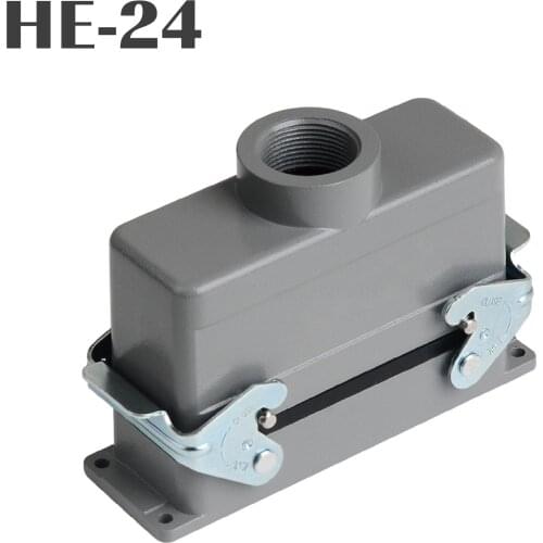 Heavy Duty Connectors HE series 24 pins core top entry double buckle with plastic cable gland