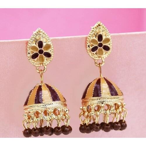 Thailand Multicolor Resin Beads Statement Earrings for Women Bohemian Bells Tassel Earring Festival Party Indian Jhumka Jewelry