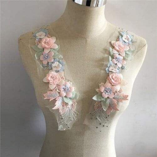 Three-dimensional Flower Pearl Lace Mesh Collar DIY Embroidery Decorative Clothes Applique Accessories