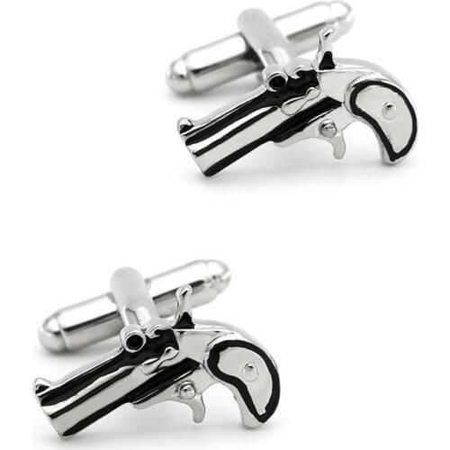 Vintage Gun Cuff Links For Men Weapon Design Quality Brass Material Black Color Cufflinks Wholesale&retail
