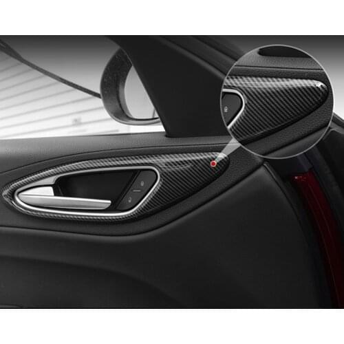 For Alfa Romeo Giulia Carbon Fiber Door Inner Handle Decorative Cover Car Interior Modification