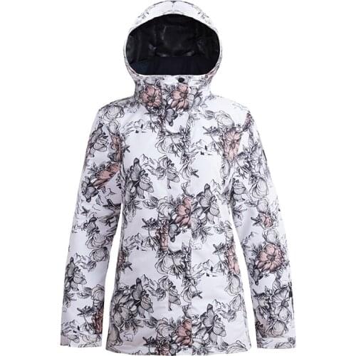SMN Snowboard Jacket Floral Winter Women Waterproof Wind Resistant Breathable Snow Coat Snowboard Jacket Outdoor Sport Clothing