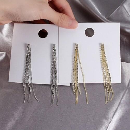 New Earring Women Tassel Earrings Letter Silver Plated CZ Cubic Zirconia Line Earrings Long Simple Temperament Women Ear Jewelry