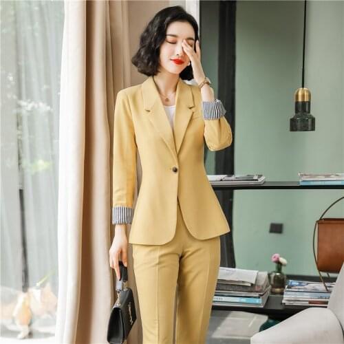 Ladies suit autumn and winter new professional wear long suit OL fashion temperament trousers set two-piece womens clothing