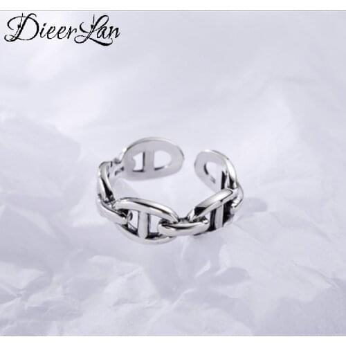 Boho Vintage 925 Sterling Silver Irregular Chains Rings for Women Lover Finger Ring Valentines Day Gifts