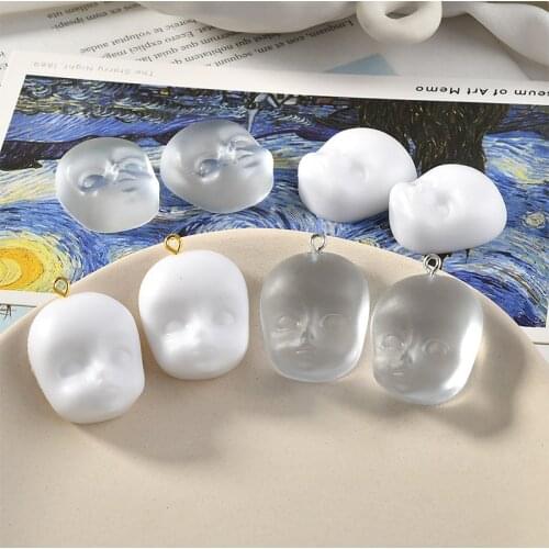 10Pcs White Transparent Cool Punk Human Face Resin Charms For DIY Making Earrings Necklace Bracelet Jewelry Accessories