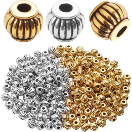 200pcs Antique Spacer Beads Round Lantern Shaped Alloy Spacers for Making Bracelets Necklaces,5 * 4mm