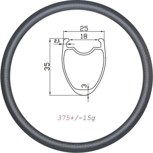375g/pcs LightWeight Road Bicycle 35mm Deep Carbon Rim 700C Clincher Tubeless Disc 25mm Wide Gravel Wheel UD 3K 12K Matte Glossy