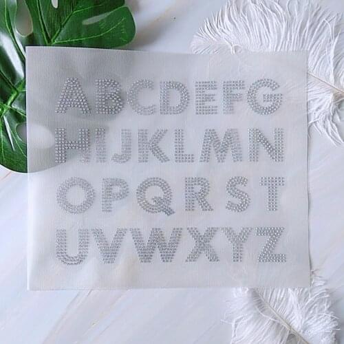 A-Z 26pc English letter hotfix rhinestones iron on patches crystal transfers design applique Clothing decoration motif