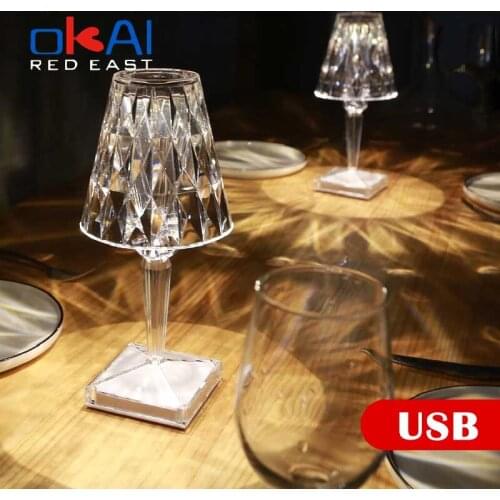 Acrylic Table Lamp wedding decoration USB Charging LED Touch switch Night light Room Hotel Restaurant Italian Design
