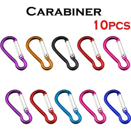 10PCS Aluminum Carabiner Outdoor Camping Key Chain Clip Keyring Snap Hook Water Bottle Buckle Travel Kit Climbing Accessories