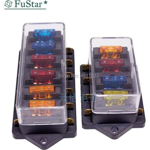 1pcs 4 Way 6 Way Circuit Standard ATO Blade Fuse Box DC 12V/24V Car Fuse Block Holder Fuse Holder (No Fuse)