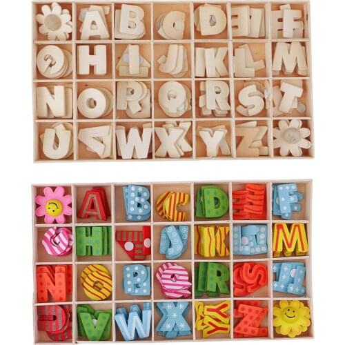 224pcs Alphabet Wooden Upper Case Letters Kids Educational Learning Tray Set