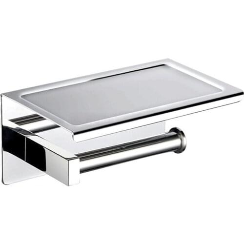 Bathroom Stainless Steel Adhesive Toilet Paper Roll Holder With Shelf Wall Mount Tissue Boxes Kitchen Paper Towel Holder