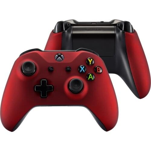 EXtremeRate Soft Touch Red Front Housing Shell Cover Case Repair Kits Back Pannel Side Rails for Xbox One X & One S Controller