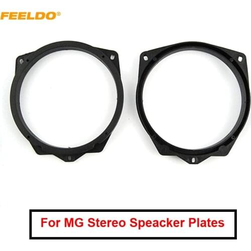 FEELDO 1Pair Black Car Speaker Spacer Mat Adapter for MG Stereo Speacker Plates Bracket Pad Refitting Rings Trim Kit #MX6040