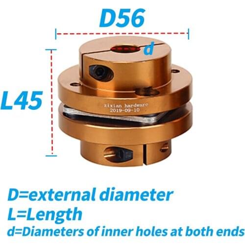 D56L45 Flexible Coupler Flange Diaphragm Connector Single Shaft Coupling Keyway Aluminum Rigid Elastic Steppedclutch Clamping