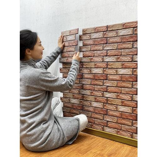 Brick Pattern Self-Adhesive 3D Wall Panels Creative Home Decoration Accessories Living Room Kitchen Waterproof Wall Stickers