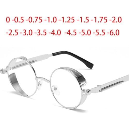 Gold Metal Glasses Gothic Steampunk Vintage Shield Eyewear Shades Prescription 0 -0.5 -0.75 -1.0 -2.0 -3.0 To -6.0