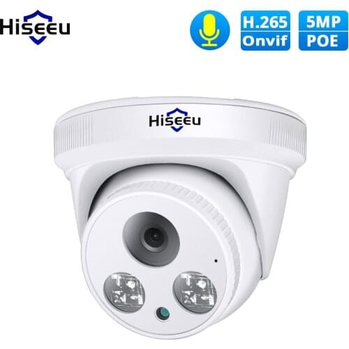 Hiseeu HD 5MP POE IP Camera H.265 Dome Camera 1536P Night Vision P2P Motion Detection for PoE NVR 3.6 Lens App View IR Cut P2P
