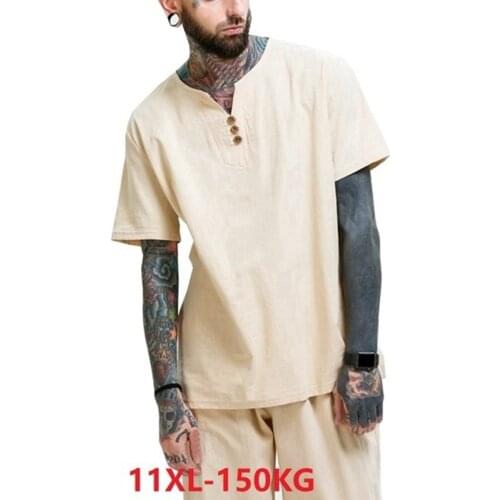 Plus size summer men high street t-shirt short sleevet 5XL 8XL 9XL 10XL 11XL tshirt man personality V-neck tees black tops 150KG