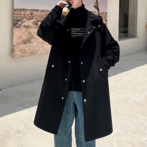 Linfengxiangzi Men's Hooded Trench Coats