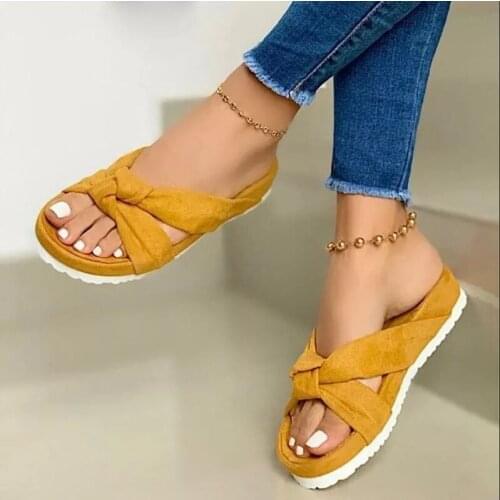 Summer Womens Large Thick Soled Suede Slippers Slip On Mules Shoes Female Flat Square Head Casual Slides Flip Flops Slippers