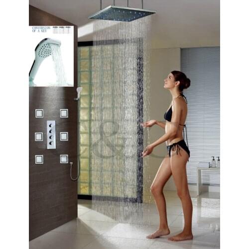 24" Rainfall Temperature Sensitive LED 3 Colors Shower Head 4 Inch Massage Shower Body Spray Rainfall Bath Shower Faucet