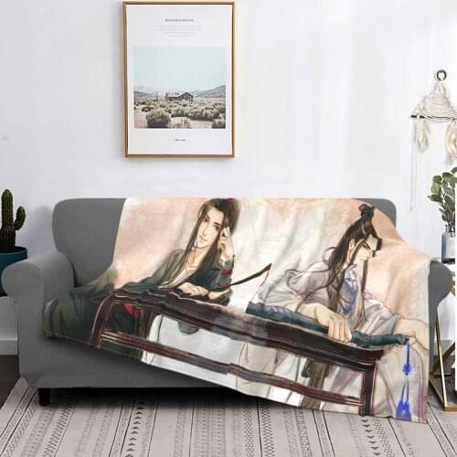 Mo Dao Zu Shi Blanket Coral Fleece Plush Print Manga Weiying Lightweight Throw Blanket for Sofa Office Bedding Throws