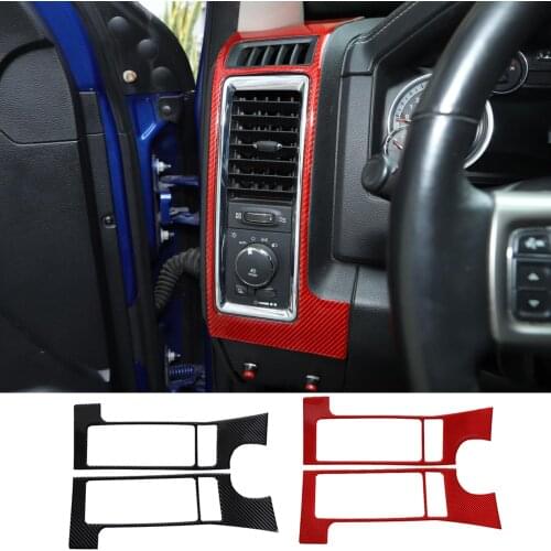 Fit for Dodge Ram 2010-2015 Soft Real Carbon Fiber Side Air Vent Outlet Cover Decoration Trim Interior Car Accessories