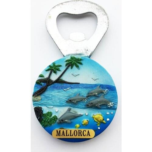 QIQIPP Spanish tourist souvenir Mallorca Dolphin bottle opener refrigerator magnetic sticker collection decorative hand opener
