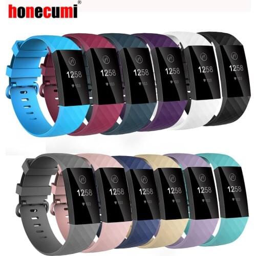 Honecumi Sport Bands for Fitbit Charge 3/4 Band TPU Smart Watch Strap Small Large Accessories Wristband For Fitbit Charge 3