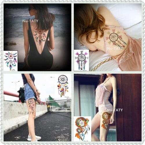 Nu-TATY Waterproof Temporary Sticker Color Dream Catcher Series Pigeon Owl Colored Feathers Butterfly Feathers Tattoo Stickers