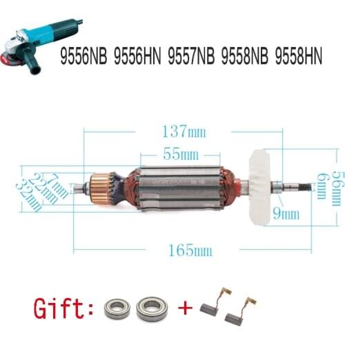 Replacement AC220V-240V Armature Rotor for MAKITA angle grinder 9556 9557 9558 9556NB 9556HN 9557NB 9557HN 9558NB 9558HN