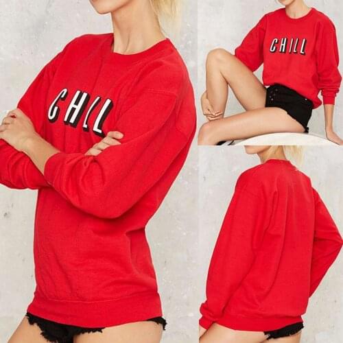 Womens Sweatshirts Winter Fashion Letter Printed Loose Round-Necked Long-Sleeved Guard Casual Female Sweatshirts Top Blouse