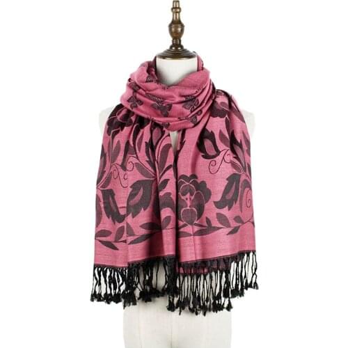 Lady Jacquard Winter Pashmina Fouldard Scarf Cachecol Feminino Inverno Bandana Shawls Wraps Graceful Capes