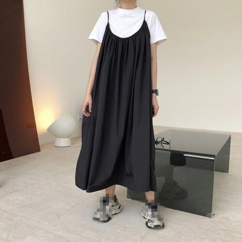 2021 New Summer High Quality Ladies Dress Fashion Loose Solid Color Women Dresses Casual Elegant Cotton Female Dress T167