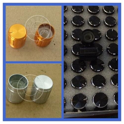 100pcs Aluminum metal potentiometer knob / stereo switch knob cap 15 * 17mm / inner pore 6MM white gold black