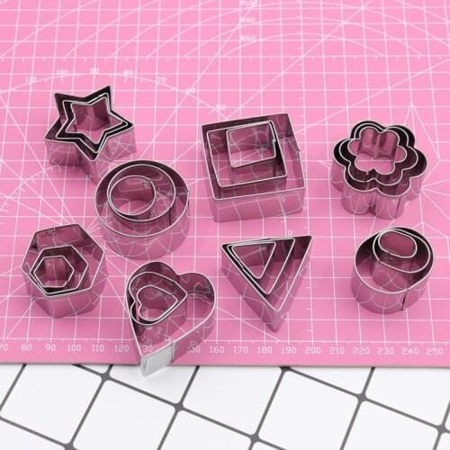 2-4cm 24pcs/lot Stainless Steel Geometry Round Square Clay Cutter Designer DIY Ceramic Pottery Polymer Clay Craft Cutting Mold