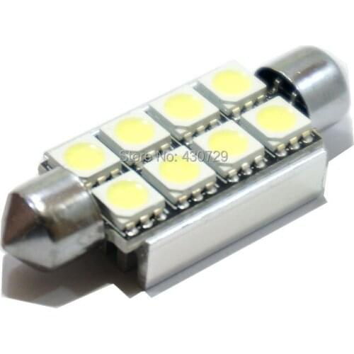 50pcs Festoon 8 SMD 5050 LED CANBUS 39mm 41mm 42mm Dome Car Interior Reading License plate Luggage light No Error 12V