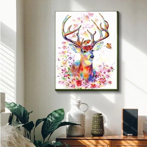 5D Diy Flower Deer Diamond Painting Cross Stitch Art Decoration Full Diamond Painting Mosaic Wall Decoration Painting