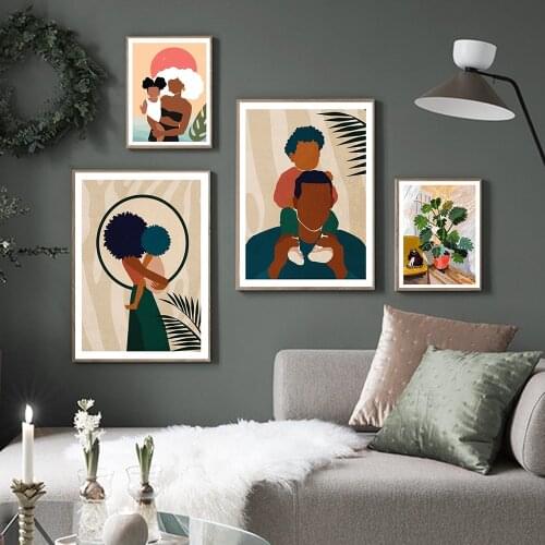 Nordic Abstract Posters and Prints Fatherhood And Motherhood With Kids Love Picture Canvas Painting Wall Art Bedroom Home Decor