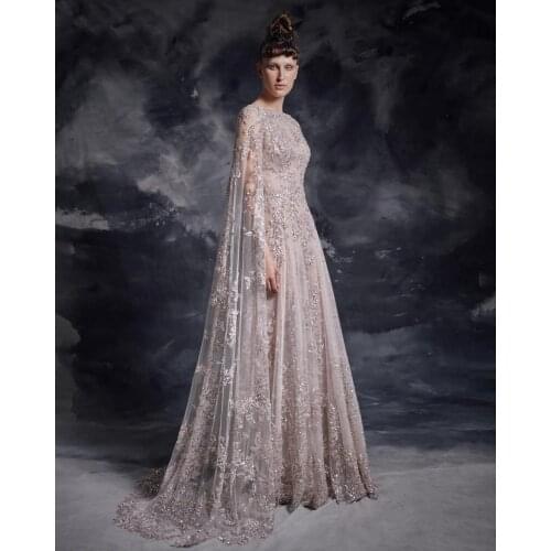 Arabic Luxurious Sparkly Sexy Scoop Evening Dresses Lace Beaded Sequins Prom Dresses Vintage Formal Party Second Reception Gowns